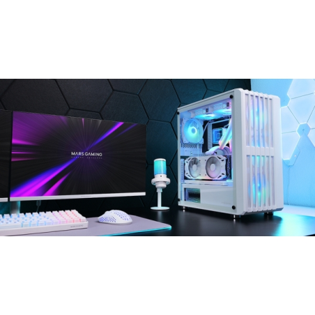 Boîtier tour ATX Mars Gaming MC-VAULT - 4 ventilateurs ARGB 120 mm - Panneau latéral en verre trempé - Grilles avant et supérieu