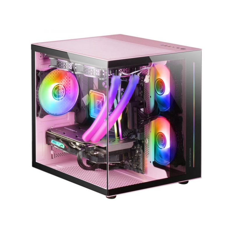 Mars Gaming MC-VIEW Mini tour de jeu personnalisée Premium - Verre trempé - Structure modulaire - Support 7 ventilateurs - Compa