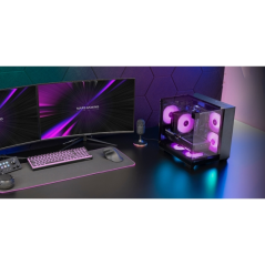 Boîtier tour ultra-compact Mars Gaming MC-VISIONM - Compatible refroidissement liquide jusqu'à 240 mm - Triple panneau en verre