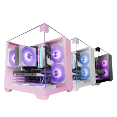Boîtier tour ultra-compact Mars Gaming MC-VISIONM - Compatible refroidissement liquide jusqu'à 240 mm - Triple panneau en verre