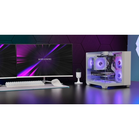 Boîtier tour ultra-compact Mars Gaming MC-VISIONM - Compatible refroidissement liquide jusqu'à 240 mm - Triple panneau en verre