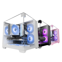 Boîtier tour ultra-compact Mars Gaming MC-VISIONM - Compatible refroidissement liquide jusqu'à 240 mm - Triple panneau en verre