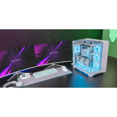 Boîtier tour ATX Mars Gaming MC-VISION - Compatible refroidissement liquide - Triple vitrage trempé - Double compartiment - 7 em