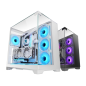 Boîtier tour ATX Mars Gaming MC-VISION - Compatible refroidissement liquide - Triple vitrage trempé - Double compartiment - 7 em