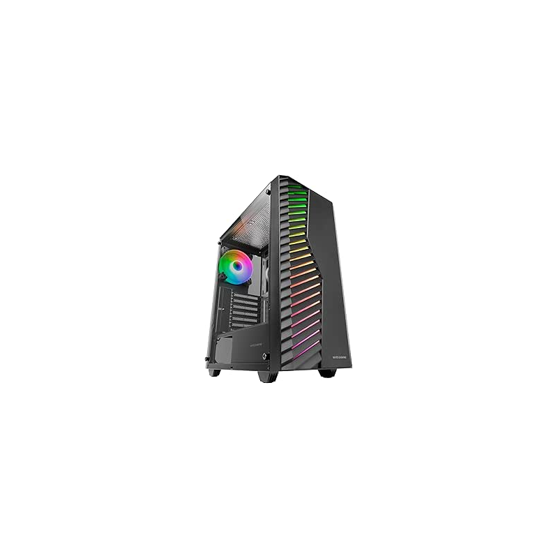 Boîtier tour ATX Mars Gaming MC-VOLT - Ventilateur ARGB 120 mm - Panneau latéral en verre trempé - Grille avant ARGB - 7 emplace