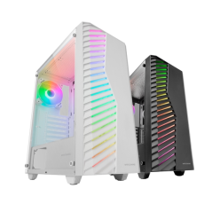 Boîtier tour ATX Mars Gaming MC-VOLT - Ventilateur ARGB 120 mm - Panneau latéral en verre trempé - Grille avant ARGB - 7 emplace