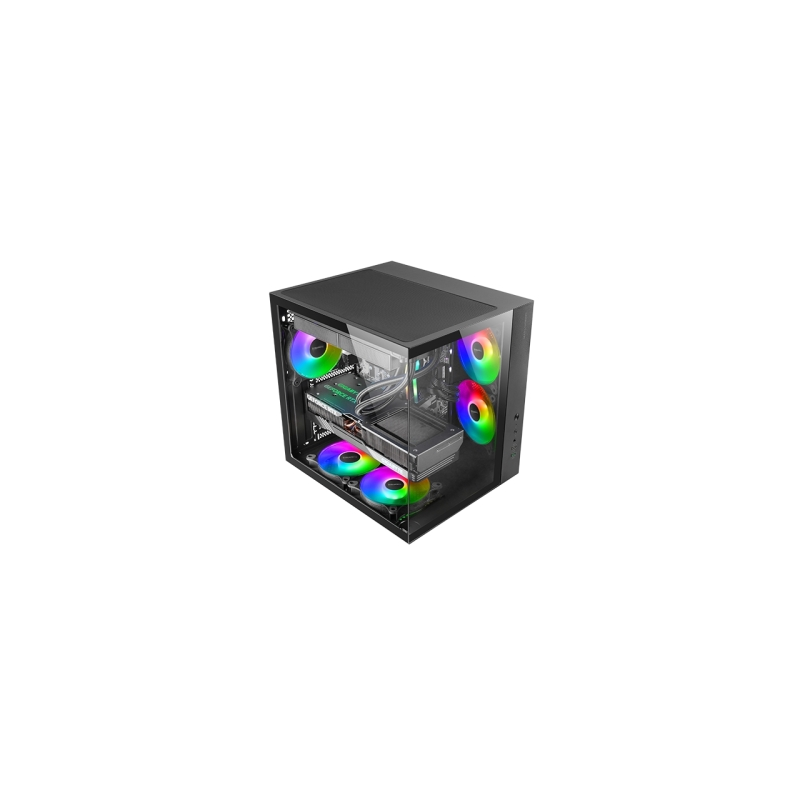 Boîtier tour ATX Mars Gaming MCV-ONE - Ventilateur arrière FRGB 120 mm - Panneau avant en verre trempé incurvé - Double comparti