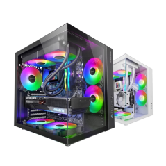 Boîtier tour ATX Mars Gaming MCV-ONE - Ventilateur arrière FRGB 120 mm - Panneau avant en verre trempé incurvé - Double comparti