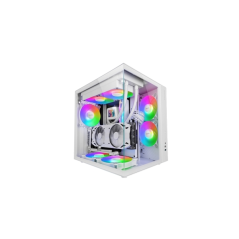 Boîtier tour ATX Mars Gaming MCV-ONE - Ventilateur FRGB intégré de 120 mm - Panneau avant en verre trempé incurvé - Double compa