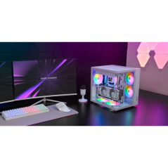 Boîtier tour ATX Mars Gaming MCV-ONE - Ventilateur FRGB intégré de 120 mm - Panneau avant en verre trempé incurvé - Double compa