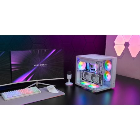 Boîtier tour ATX Mars Gaming MCV-ONE - Ventilateur FRGB intégré de 120 mm - Panneau avant en verre trempé incurvé - Double compa