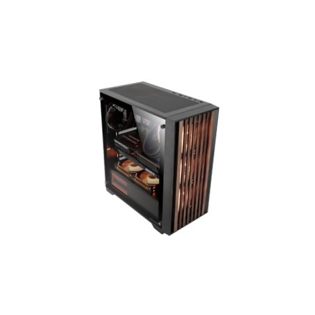 Boîtier tour ATX Mars Gaming MC-WOODC - Ventilateur FDB 120 mm - Panneau en verre chromé - Compatible refroidissement liquide ju