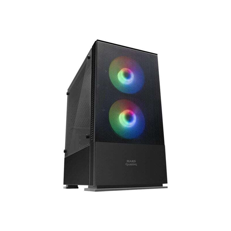 Mars Gaming MCZ Micro ATX, Mini-ITX Mini-Tower Case - Panneau Latéral Acrylique - Éclairage RVB - Taille HDD 2.5", 3.5" - USB-A