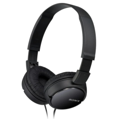 Casque Sony MDR-ZX110B avec microphone intégré - Arceau réglable - Oreillettes pivotantes - Noir