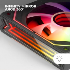 Mars Gaming MF-LINKFINITY Ventilateur PWM Modulaire - Éclairage Infinity Mirror 360° - Connexion Modulaire LINKFINITY - Contrôle