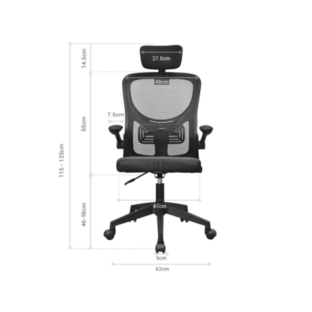 Chaise de bureau ergonomique Mars Gaming MGC-ERGOPLUS - Appui-tête, soutien lombaire et accoudoirs réglables - Maille respirante