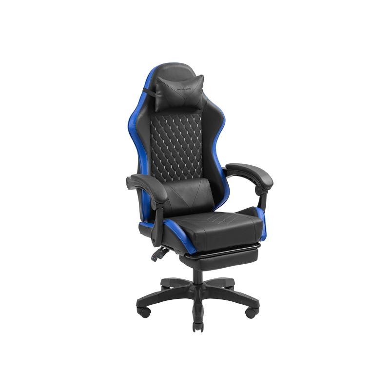Chaise de jeu ergonomique Mars Gaming MGC-X - Repose-pieds extensible - Coussins lombaires et cervicaux - 660 x 540 x 1250 mm -