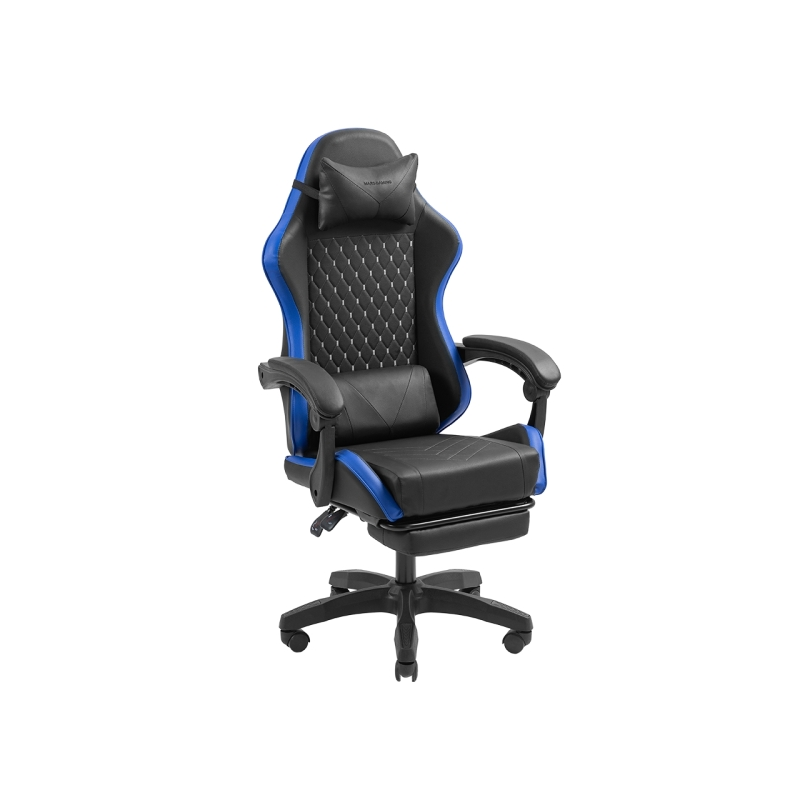 Chaise de jeu ergonomique Mars Gaming MGC-X - Repose-pieds extensible - Coussins lombaires et cervicaux - 660 x 540 x 1250 mm -
