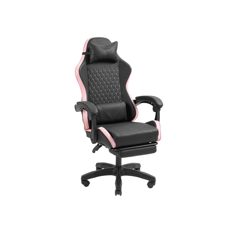 Chaise de jeu ergonomique Mars Gaming MGC-X - Repose-pieds extensible - Coussins lombaires et cervicaux - 660 x 540 x 1250 mm -