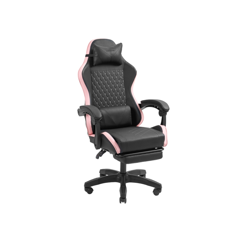 Chaise de jeu ergonomique Mars Gaming MGC-X - Repose-pieds extensible - Coussins lombaires et cervicaux - 660 x 540 x 1250 mm -