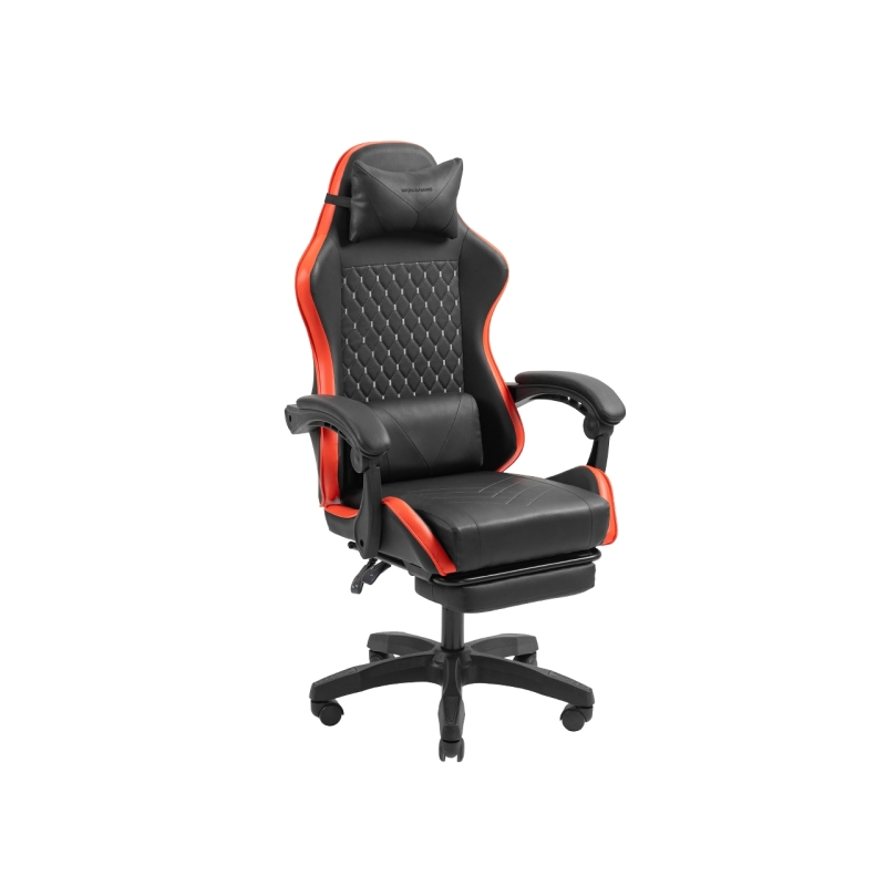 Chaise de jeu ergonomique Mars Gaming MGC-X - Repose-pieds extensible - Coussins lombaires et cervicaux - 660 x 540 x 1250 mm -