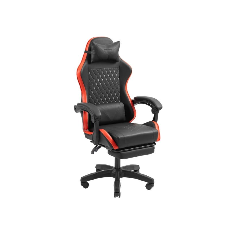 Chaise de jeu ergonomique Mars Gaming MGC-X - Repose-pieds extensible - Coussins lombaires et cervicaux - 660 x 540 x 1250 mm -