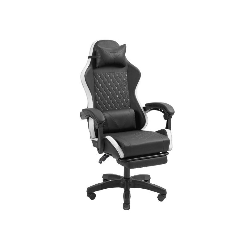 Chaise de jeu ergonomique Mars Gaming MGC-X - Repose-pieds extensible - Coussins lombaires et cervicaux - 660 x 540 x 1250 mm -