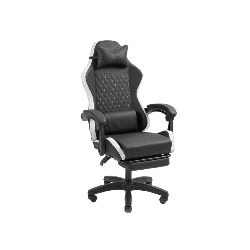 Chaise de jeu ergonomique Mars Gaming MGC-X - Repose-pieds extensible - Coussins lombaires et cervicaux - 660 x 540 x 1250 mm -