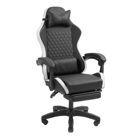 Chaise de jeu ergonomique Mars Gaming MGC-X - Repose-pieds extensible - Coussins lombaires et cervicaux - 660 x 540 x 1250 mm -