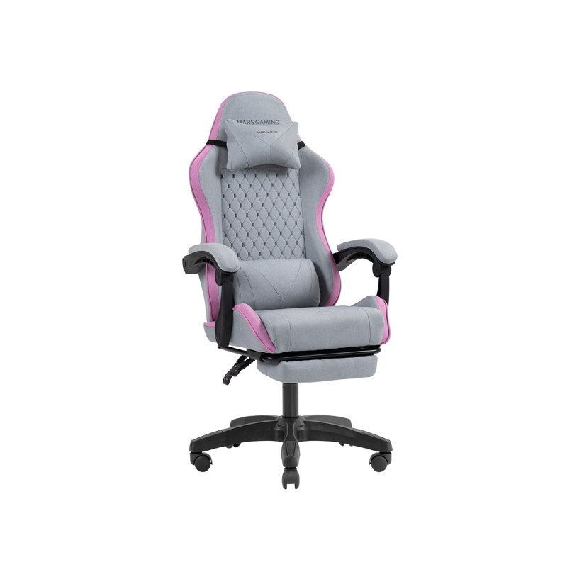 Chaise de jeu ergonomique Mars Gaming MGC-X en tissu respirant - Repose-pieds extensible - Coussins lombaires et cervicaux - 660