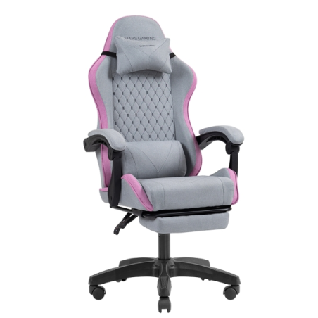 Chaise de jeu ergonomique Mars Gaming MGC-X en tissu respirant - Repose-pieds extensible - Coussins lombaires et cervicaux - 660