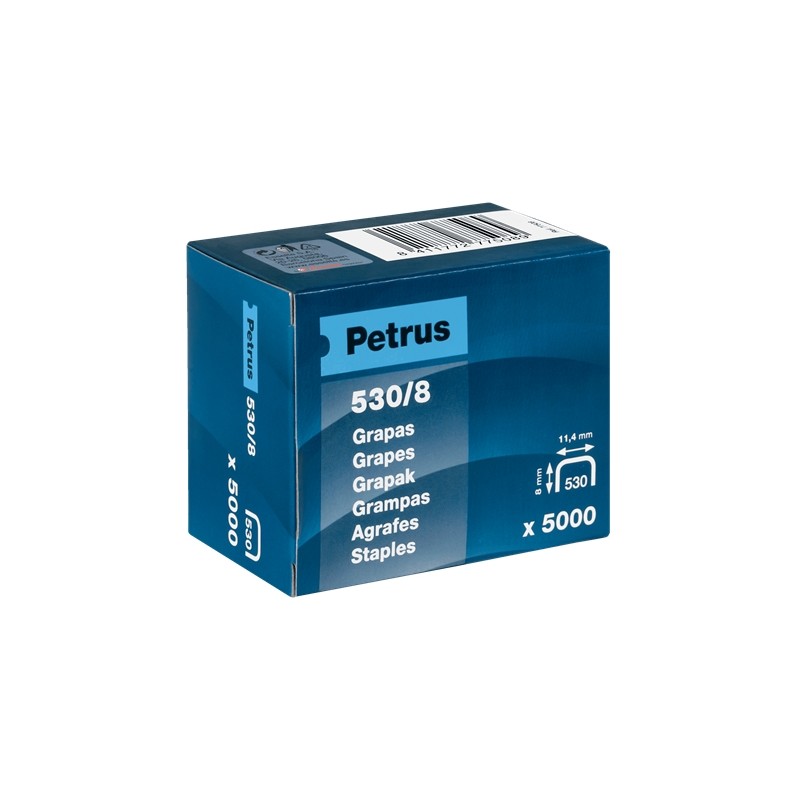 Petrus Boite de 5000 Agrafes Cuivre 530/8 pour Cloueuse - Goupille 8mm