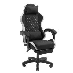Chaise de jeu ergonomique Mars Gaming MGC-X en tissu respirant - Repose-pieds extensible - Coussins lombaires et cervicaux - 660