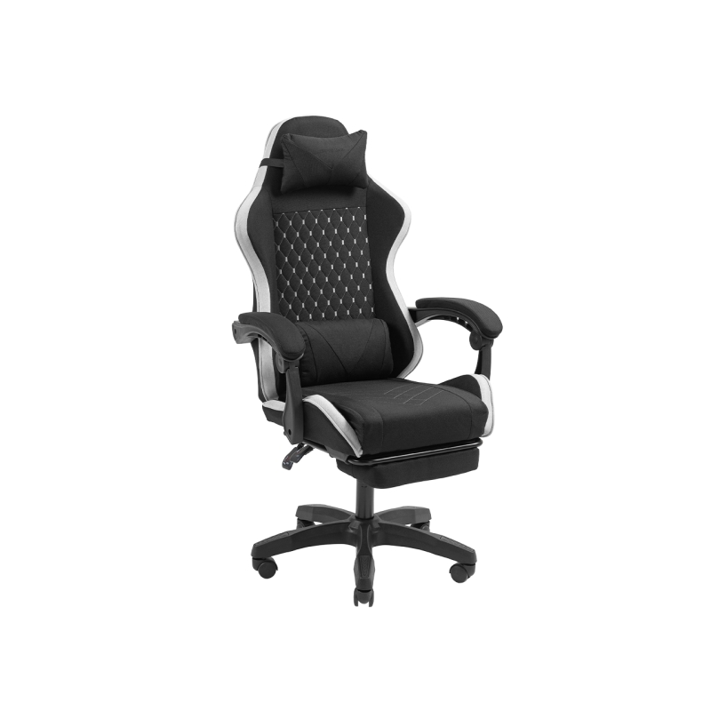 Chaise de jeu ergonomique Mars Gaming MGC-X en tissu respirant - Repose-pieds extensible - Coussins lombaires et cervicaux - 660