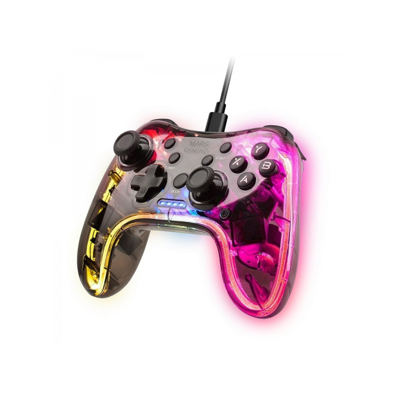 Manette de jeu professionnelle Mars Gaming MGP-C - Éclairage NEON RGB - Double vibration haptique - Compatibilité multiplateform