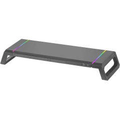Support pour Moniteur Mars Gaming Premium MGS-ONE - Réglable 3 Tailles - Éclairage Chroma RGB - USB 2.0 - Tiroir de Rangement -