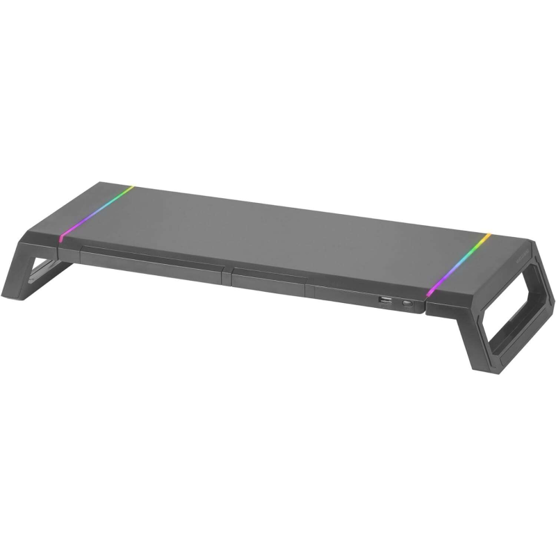 Support pour Moniteur Mars Gaming Premium MGS-ONE - Réglable 3 Tailles - Éclairage Chroma RGB - USB 2.0 - Tiroir de Rangement -