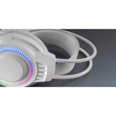 Casque gaming Mars Gaming MH124 - Câble de 180 cm - Contrôle du volume - Microphone flexible intégré - Éclairage FRGB - Blanc