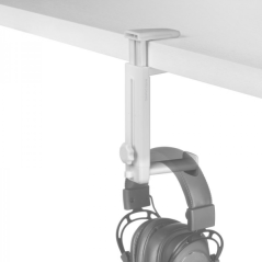 Support de casque Mars Gaming MHH2 - Double installation - Rotation 360º - Attaches de câble - Prise ferme - Blanc - Couleur bla
