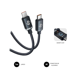 Câble USB-C Subblim Optimus - 60 W - Nylon tressé - 480 Mbps - 2 mètres - Noir