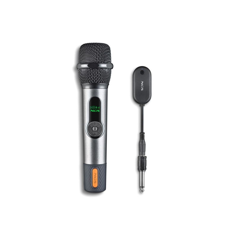 Microphone vocal sans fil NGS SingerStar - Type dynamique - Son puissant et clair - Entrée jack 3,5 mm et adaptateur jack 6,3