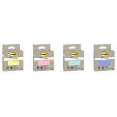 Bloc de 100 notes autocollantes recyclées Post-It - Forme carrée - Couleurs assorties