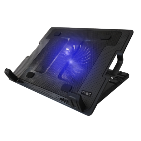 Support pour ordinateur portable Ewent - Grand ventilateur silencieux jusqu'à 17" - 2 ports USB - Noir