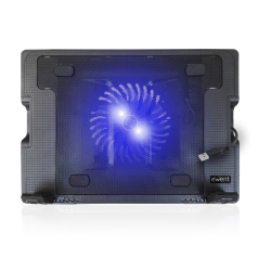 Support pour ordinateur portable Ewent - Grand ventilateur silencieux jusqu'à 17" - 2 ports USB - Noir