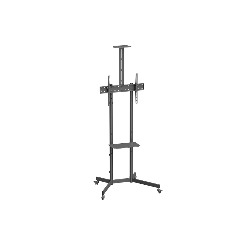 Support de sol Aisens ECO avec roulettes - Plateau DVD et support de caméra pour moniteur/téléviseur 45 kg de 37 à 70 - Noir