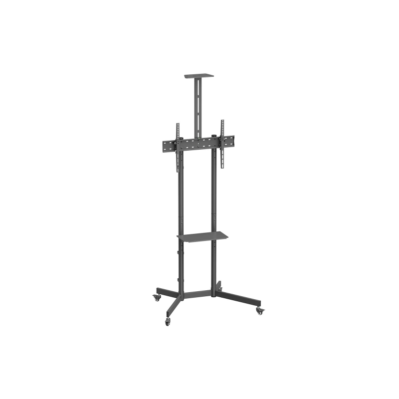Support de sol Aisens ECO avec roulettes - Plateau DVD et support de caméra pour moniteur/téléviseur 45 kg de 37 à 70 - Noir