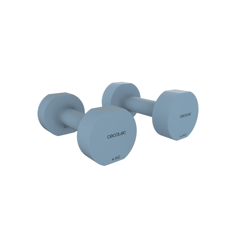 Haltères Cecotec Drumfit 400 DoubleNeo (lot de 2 x 4 kg) - Revêtement néoprène antidérapant - Forme hexagonale - 19 x 10 x 9 cm