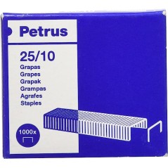 ✅ Petrus Boite de 1000 Agrafes Galvanisées 25/10 - Jusqu'à 60 Feuilles - Pin 10mm couleur Acero en stock