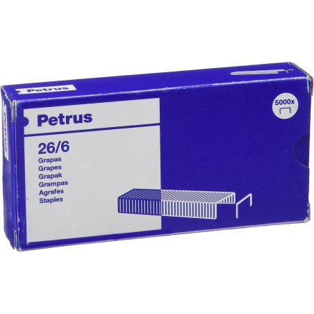 ✅ Petrus Boite de 5000 Agrafes Cuivre 26/6 - Jusqu'à 30 Feuilles - Broche 6mm couleur Cobre en stock