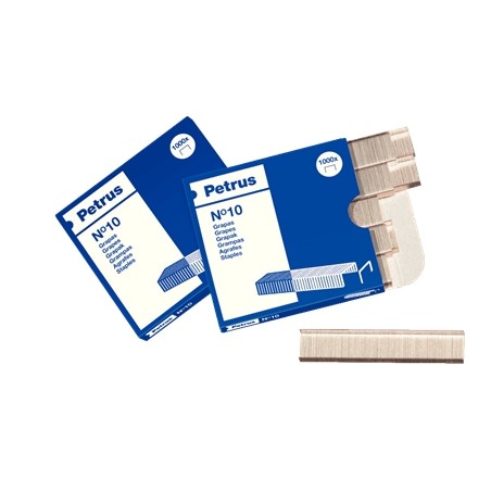 ✅ Petrus Boite de 1000 Agrafes N°10 Galvanisées - Jusqu'à 10 Feuilles - Goupille 4mm couleur Acero en stock